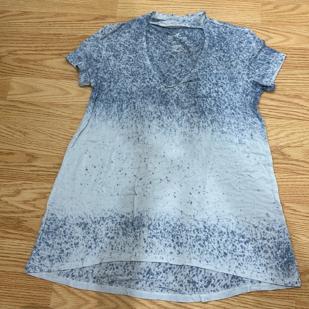 Blue & White American Eagle Soft & Sexy cut-out T-shirt, size XS